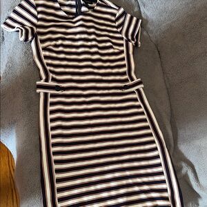 Banana Republic Black and White Striped Midi Dress